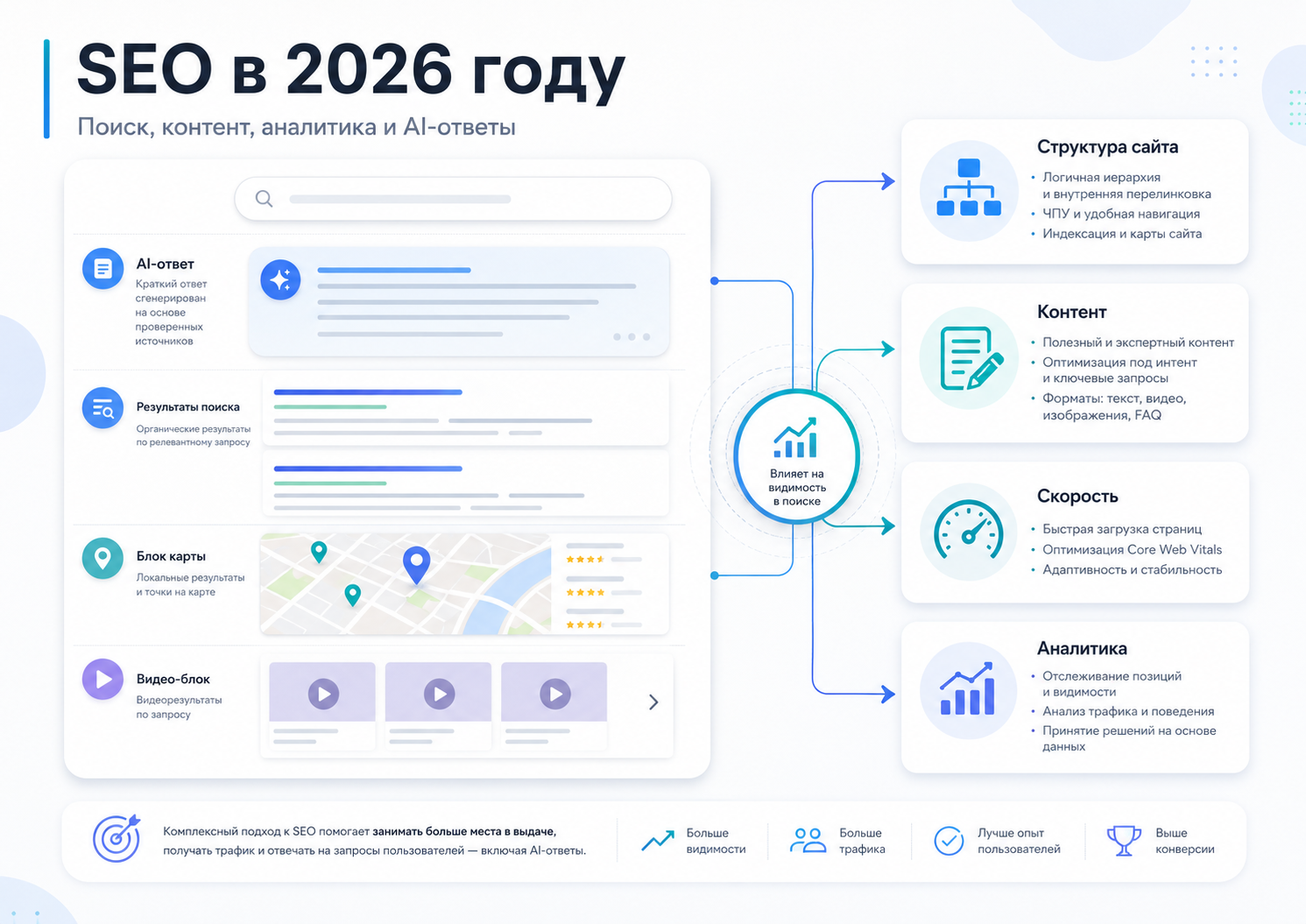 SEO в 2026 году: поиск, контент, аналитика и AI-ответы