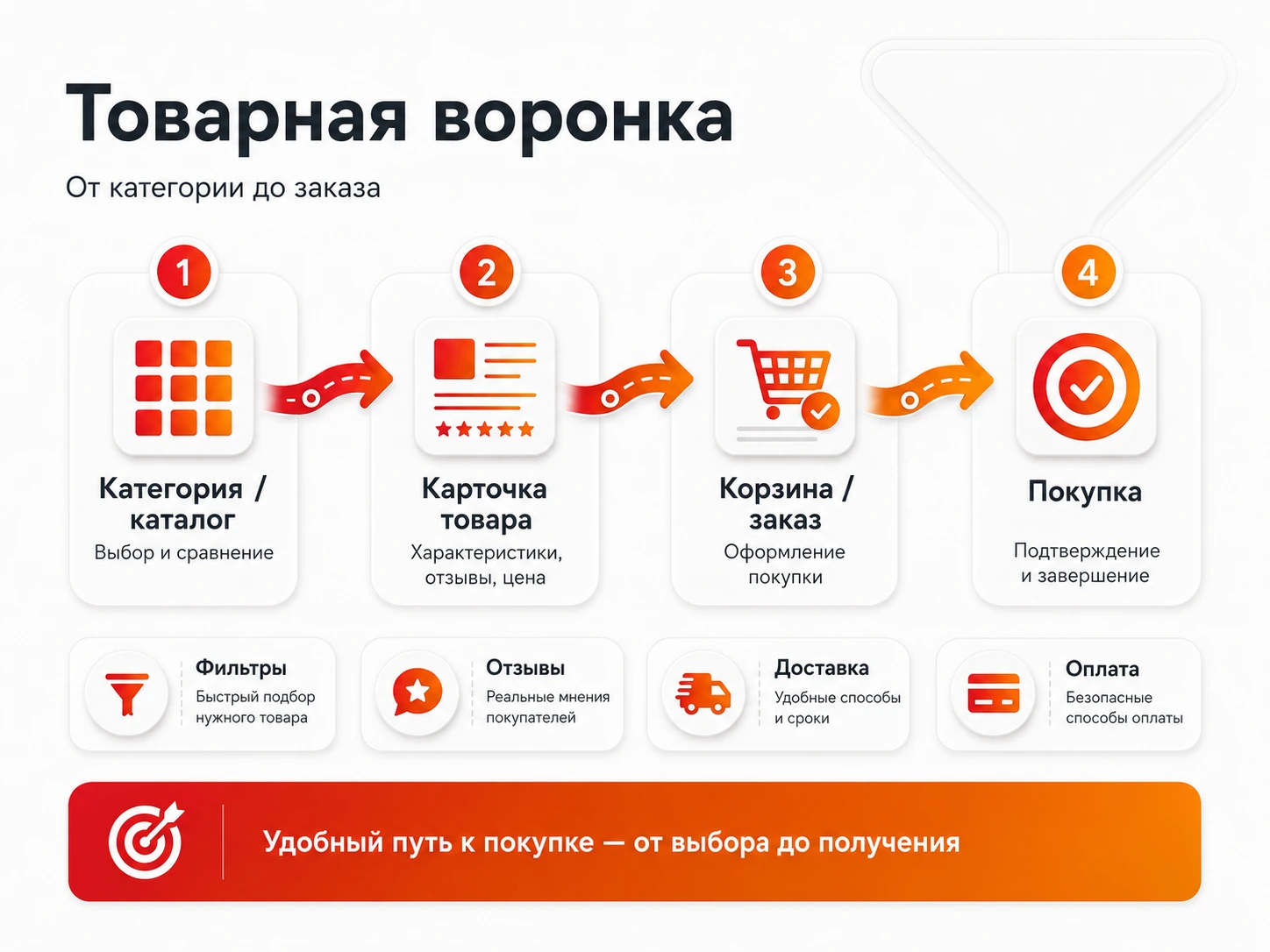 Товарная воронка продвижения от каталога до заказа